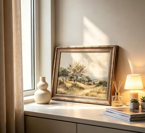 Vintage Gold Framed Olive Tree Landscape Wall Art - Image 4