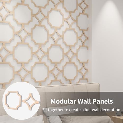 Decorative Modular Fretwork 3D Wall Panels, Star Lattice Oak - Image 3