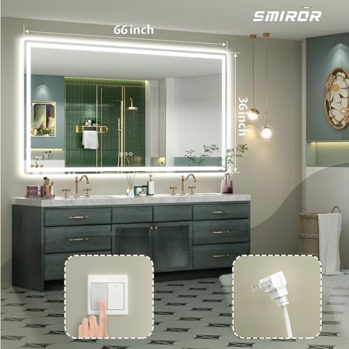 SMIROR 66x36 LED Lighted Bathroom Vanity Mirror - Image 2