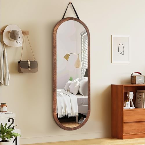 48x16in Oval Full Length Mirror Solid Wood Frame by ABSWHLM