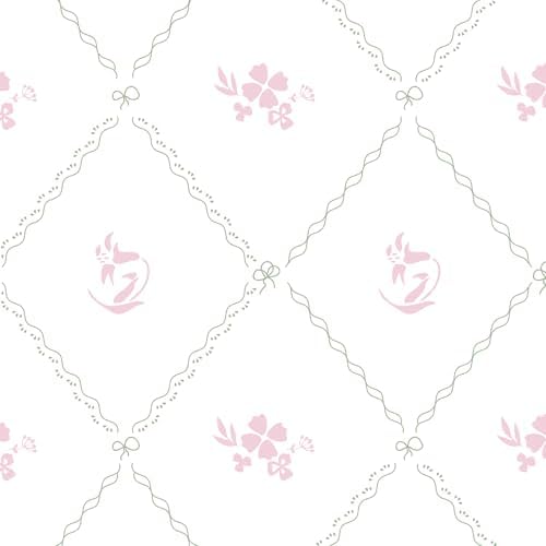 Hopepak Modern Peel and Stick Wallpaper Stripe Floral Wallpaper 17.3"×197" Pink by Hopepak