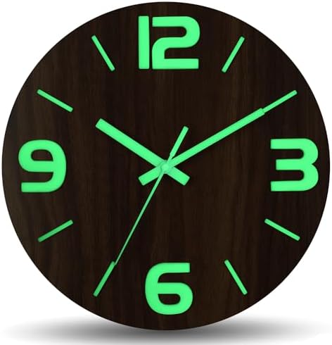 HZDHCLH Wood Wall Clock Glow in The Dark, Luminous Wall Clocks - Image 3