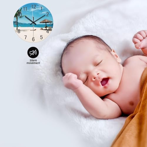Blue Beach Wall Clock Battery Operated 16 Inch Tropical Coastal - Image 5