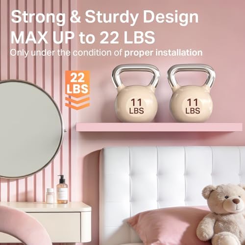 BAYKA Pink Floating Shelves 15.7in, Wall Mounted - Image 4