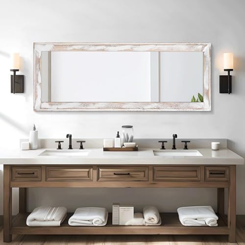 AAZZKANG Wall Mirror Full Length Rustic Wood Framed Large 47"x16" - Image 5