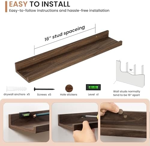 Dreamland Picture Ledge Shelf for Wall, Floating Shelves Set of 2, 24 Inch Long - Image 4
