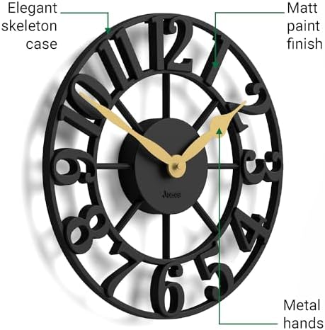 JONES CLOCKS® Lighthouse wall Clock | Sculptural Skeleton Clock | Black - Image 6