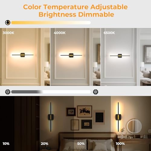 Battery Operated Wall Sconces 360°Rotate Detachable Dimmable Set of 2 - Image 2