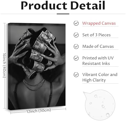 Black White Leopard Wall Art Trendy Cheetah Canvas Wall Decor Fashion Cocktail - Image 2