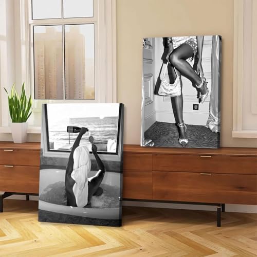 2pcs Fashion Women Canvas Wall Art Black and White Wall Art Aesthetic Posters - Image 7