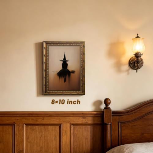 Vintage Gold Framed Halloween Canvas Wall Art - Image 6
