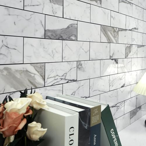 Vamos Tile 100-Piece Glossy Statury White Peel and Stick Backsplash Tile - Image 3