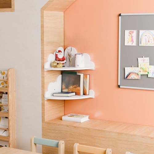 Cloud Corner Floating Shelves, 2-Tier White Cloud Corner Shelf Wall Mounted - Image 7