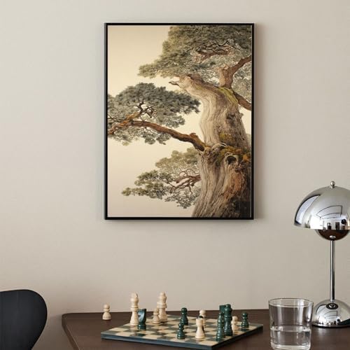Vintage Japanese Pine Tree Black Framed Wall Art Oriental Asian Tree Canvas - Image 4