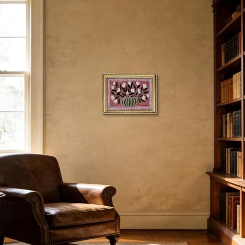 Gold Framed Vintage Floral Wall Art, Retro Vase White Flower Print - Image 7