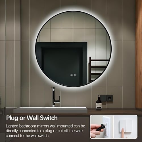Niccy 30" Round LED Bathroom Backlit Mirror - Image 6