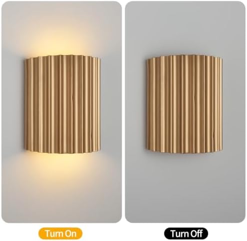 Indoor Hardwired Up and Down Gold Wall Sconce Set of 2 Modern LED 3000K - Image 5
