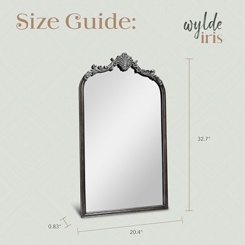 Wylde Iris English Estate Carved Arch Wood Wall Mirror, Mirror - Image 4