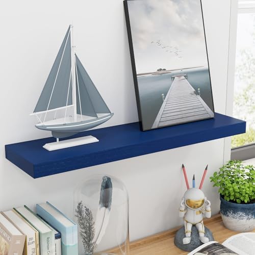 fuqing 30 Inch Floating Shelves, 6.7 Inch Deep Blue Wall Shelves Set of 2 - Image 2
