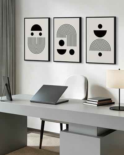 Drsoum Large 16x24in Black Abstract Framed Wall Art Decor Solid and Spiral - Image 6
