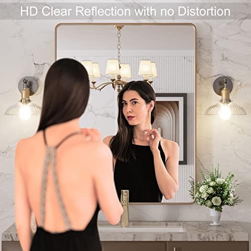 LOAAO 28"X36" Gold Bathroom Mirror - Image 2