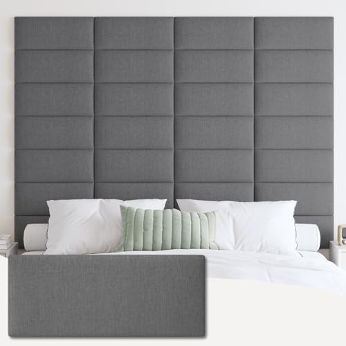 IFNOW Wall Mounted Headboard, Peel and Stick Panels, Dark Grey by IFNOW