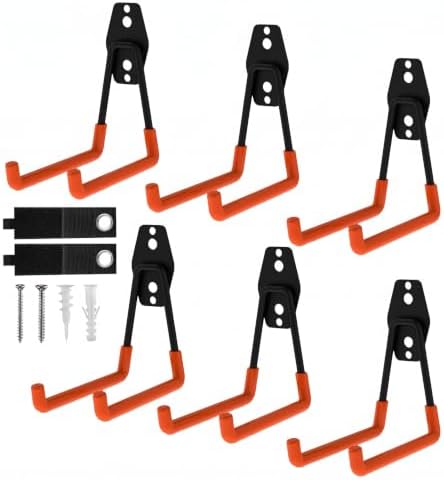 Garage Hooks, 6 Pack Medium Square Wall Hooks by CRXCRC