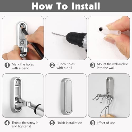 Foldable Wall Hook, 4 Pack, Screw Mounted, Heavy Duty Coat Hooks - Image 6