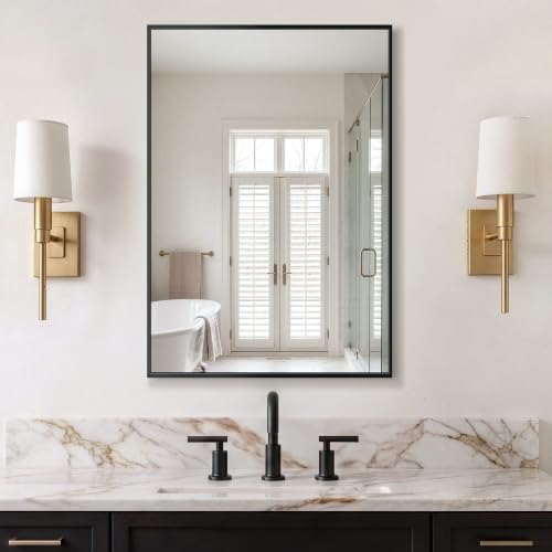 Delma Bathroom Vanity Mirror, 30x20 Black Metal Framed Mirror - Image 7
