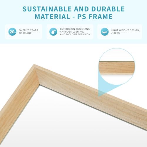 Oak Wood Effect Framed Wall Mirror, 32x40 Rectangle Mirror - Image 4