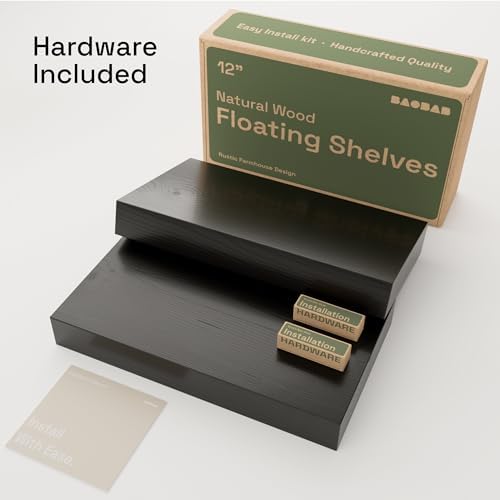 Solid Wood Floating Shelves for Wall 12 Inch Black, Small Wooden Shelf - Image 6
