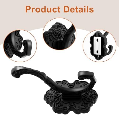 Zonon 4 Pcs Black Vintage Antique Coat Hooks Wall Mounted - Image 3