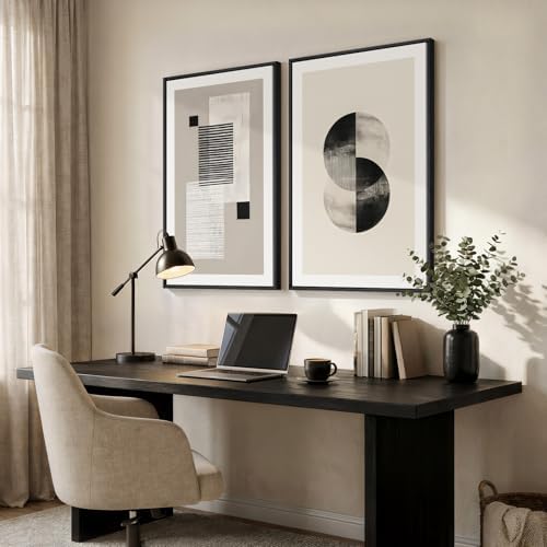 Large Framed Neutral Abstract Wall Art - Image 2