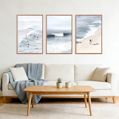 CHDITB Surfing Framed Canvas Wall Art, Seaside Ocean Surf Wall Decor, Modern - Image 2