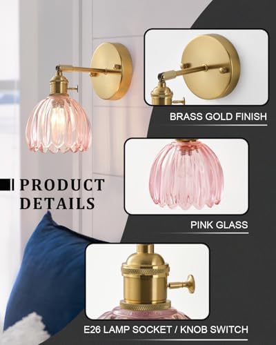 Plug in and Hardwired Wall Sconces, Luxury Vintage Tulip Crystal Glass Shade - Image 3