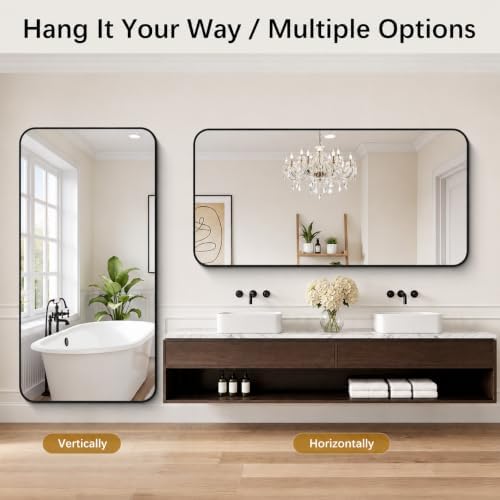 DESBING 72" x 36"Bathroom Mirror, Matte Black Wall Mirror - Image 2