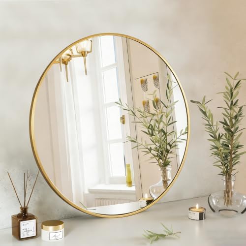 NEWBULIG 24 Inch Round Bathroom Mirror, Wall Mount Vanity Mirror by NEWBULIG