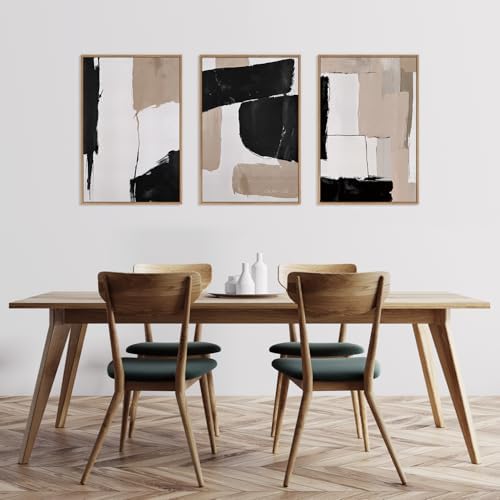 HLNIUC Large Framed Neutral Abstract Canvas Wall Art - Image 6