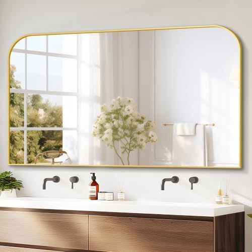Delma 30"x50" Gold Metal Framed Bathroom Mirror by Delma