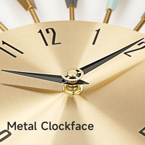 Cuspin Large Wall Clock Mid Century Modern Colorful Starburst Clock 28Inch - Image 4