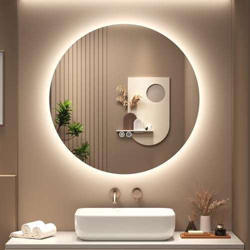 SMIROR 24 inch Round Led Backlit Lighted Bathroom Mirror by SMIROR