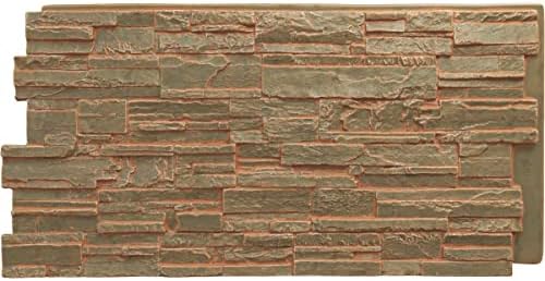 EverStone Cascade Faux Stone Panel, 48 5/8"W x 24 3/4"H x 1 1/4"D, Iron Mill by EkenaMillwork