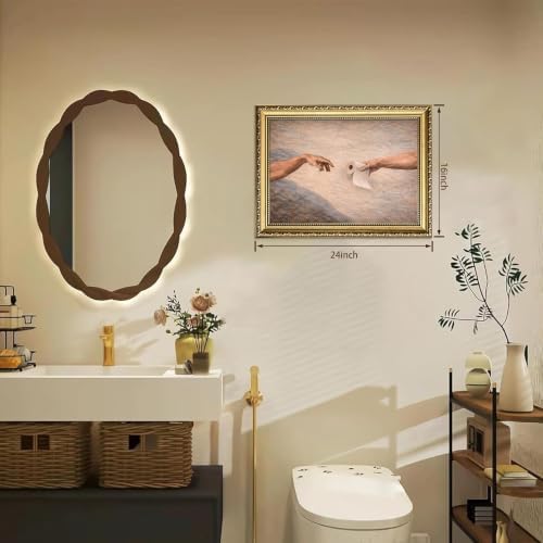 Gold Framed Wall Art, Funny Creation Of Adam Toilet Paper Print - Image 4
