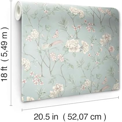 NuWallpaper Chinoiserie Garden Robins Egg Peel and Stick Wallpaper, Removable - Image 6