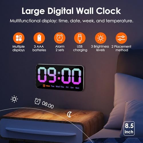 Digital Wall Clock 8.5 Inch Large Display LED Clock - Image 2