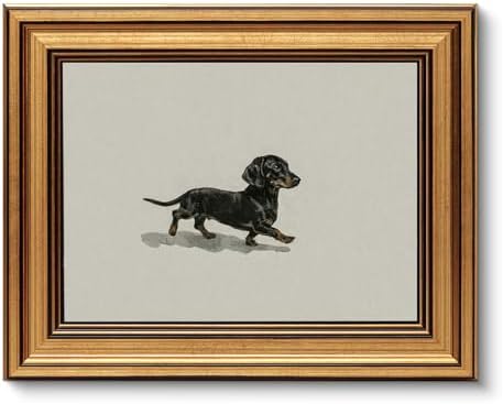 VIYYIEA Vintage Gold Framed Wall Art, Walking Dog, 10L x 8W by VIYYIEAART