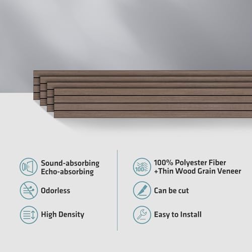 4 Pack 94.4"x11.8" Acoustic Panels, Sound Absorbing Panels, Natural-Walnut - Image 5
