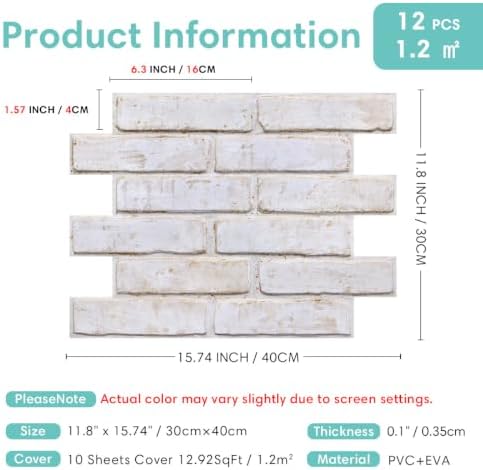Commomy 3D Faux Brick Wall Panels Peel and Stick - Image 5