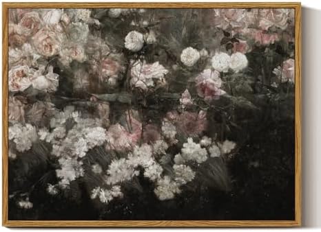 InSimSea Framed Canvas Wall Art Vintage Decor, Home Decor Garden in May Flower by InSimSeaArt