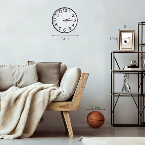 Wall Clock Silent Non-Ticking Battery Operated Indoor Analog Simple Style - Image 3
